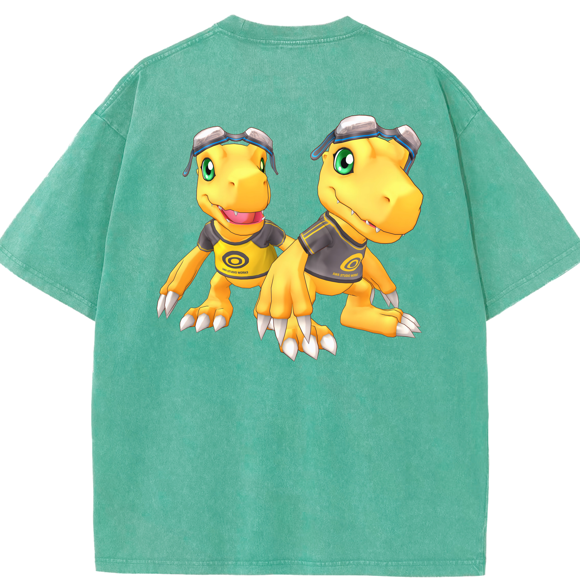 （画像用） Digimon デジタルモンスター/デジモン 綿100% ヴィンテージ風 半袖Tシャツ（背面プリント）